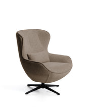 Load image into Gallery viewer, Sorile swivel armchair in brown chenille and steel with black finish FSC 100%