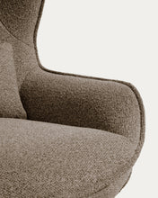 Load image into Gallery viewer, Sorile swivel armchair in brown chenille and steel with black finish FSC 100% - image 6