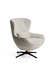 Load image into Gallery viewer, Sorile swivel armchair in beige chenille and steel with black finish FSC 100%