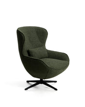 Load image into Gallery viewer, Sorile swivel armchair in dark green chenille and steel with black finish FSC 100%