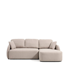 Load image into Gallery viewer, Laira 3-seater sofa bed with right chaise longue in beige chenille 246cm FSC Mix Credit
