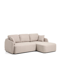 Load image into Gallery viewer, Laira 3-seater sofa bed with right chaise longue in beige chenille 246cm FSC Mix Credit - image 3