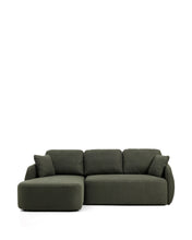 Load image into Gallery viewer, Laira 3-seater sofa bed with left chaise longue in dark green chenille 246cm FSC Mix Credit - image 2
