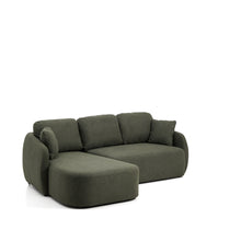 Load image into Gallery viewer, Laira 3-seater sofa bed with left chaise longue in dark green chenille 246cm FSC Mix Credit - image 3