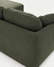 Load image into Gallery viewer, Laira 3-seater sofa bed with left chaise longue in dark green chenille 246cm FSC Mix Credit - image 10