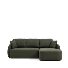 Load image into Gallery viewer, Laira 3-seater sofa bed with right chaise longue in dark green chenille 246cm FSC Mix Credit