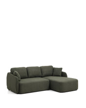 Load image into Gallery viewer, Laira 3-seater sofa bed with right chaise longue in dark green chenille 246cm FSC Mix Credit - image 4