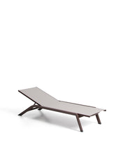 Load image into Gallery viewer, Stackable Capraia sun lounger in brown aluminium with light brown texteline - image 2