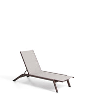 Load image into Gallery viewer, Stackable Capraia sun lounger in brown aluminium with light brown texteline - image 4