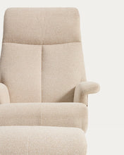 Load image into Gallery viewer, Toriel beige reclining swivel armchair with footrest and aluminium legs