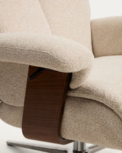Load image into Gallery viewer, Toriel beige reclining swivel armchair with footrest and aluminium legs