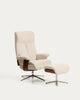 Toriel beige reclining swivel armchair with footrest and aluminium legs