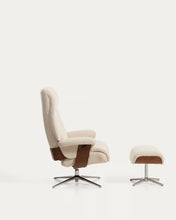 Load image into Gallery viewer, Toriel beige reclining swivel armchair with footrest and aluminium legs