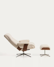 Load image into Gallery viewer, Toriel beige reclining swivel armchair with footrest and aluminium legs