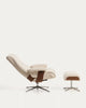 Toriel beige reclining swivel armchair with footrest and aluminium legs