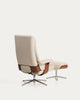 Toriel beige reclining swivel armchair with footrest and aluminium legs