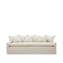 Load image into Gallery viewer, Zenira 3-seater sofa cover with cushions in beige cotton and linen 230cm - image 3