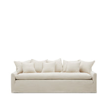 Load image into Gallery viewer, Zenira 3-seater sofa cover with cushions in beige cotton and linen 230cm - image 4