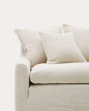 Load image into Gallery viewer, Zenira 3-seater sofa cover with cushions in beige cotton and linen 230cm - image 5