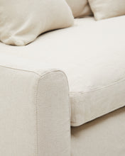 Load image into Gallery viewer, Zenira 3-seater sofa cover with cushions in beige cotton and linen 230cm - image 6