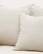 Load image into Gallery viewer, Zenira 3-seater sofa cover with cushions in beige cotton and linen 230cm - image 7