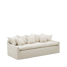 Load image into Gallery viewer, Zenira 3-seater sofa with removable cover and cushions in beige cotton and linen 230cm - image 4
