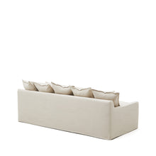 Load image into Gallery viewer, Zenira 3-seater sofa with removable cover and cushions in beige cotton and linen 230cm - image 5