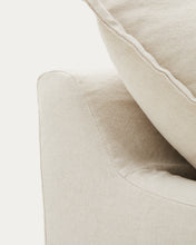 Load image into Gallery viewer, Zenira 3-seater sofa with removable cover and cushions in beige cotton and linen 230cm - image 12