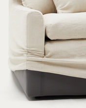 Load image into Gallery viewer, Zenira 3-seater sofa with removable cover and cushions in beige cotton and linen 230cm - image 13