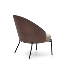 Load image into Gallery viewer, Eamy light brown armchair in an ash wood veneer with a walnut finish and black metal - image 5