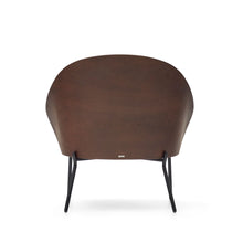 Load image into Gallery viewer, Eamy light brown armchair in an ash wood veneer with a walnut finish and black metal - image 9