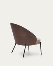 Load image into Gallery viewer, Eamy light brown armchair in an ash wood veneer with a walnut finish and black metal - image 12