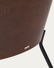 Load image into Gallery viewer, Eamy light brown armchair in an ash wood veneer with a walnut finish and black metal - image 16