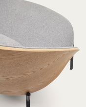 Load image into Gallery viewer, Eamy light grey armchair in an ash wood veneer with a natural finish and black metal - image 13