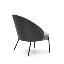 Load image into Gallery viewer, Eamy light grey armchair in an ash wood veneer with a black finish and black metal - image 5