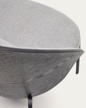 Load image into Gallery viewer, Eamy light grey armchair in an ash wood veneer with a black finish and black metal - image 14