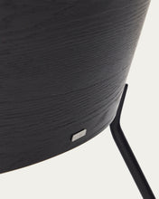 Load image into Gallery viewer, Eamy light grey armchair in an ash wood veneer with a black finish and black metal - image 16