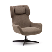 Load image into Gallery viewer, Zalina swivel armchair in light brown chenille and steel with black finish FSC 100%