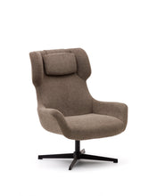 Load image into Gallery viewer, Zalina swivel armchair in light brown chenille and steel with black finish FSC 100% - image 2