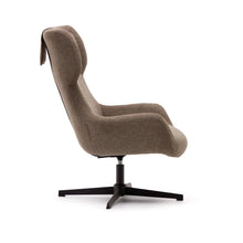 Load image into Gallery viewer, Zalina swivel armchair in light brown chenille and steel with black finish FSC 100% - image 3