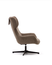 Load image into Gallery viewer, Zalina swivel armchair in light brown chenille and steel with black finish FSC 100% - image 4