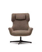 Load image into Gallery viewer, Zalina swivel armchair in light brown chenille and steel with black finish FSC 100% - image 8