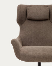 Load image into Gallery viewer, Zalina swivel armchair in light brown chenille and steel with black finish FSC 100% - image 12