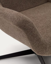 Load image into Gallery viewer, Zalina swivel armchair in light brown chenille and steel with black finish FSC 100% - image 15
