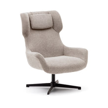 Load image into Gallery viewer, Zalina swivel armchair in beige chenille and steel with black finish FSC 100%