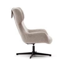 Load image into Gallery viewer, Zalina swivel armchair in beige chenille and steel with black finish FSC 100% - image 3