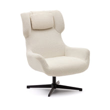 Load image into Gallery viewer, Zalina swivel armchair in white bouclé and steel with black finish FSC 100%