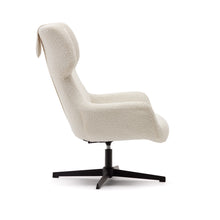 Load image into Gallery viewer, Zalina swivel armchair in white bouclé and steel with black finish FSC 100% - image 3