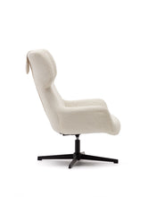 Load image into Gallery viewer, Zalina swivel armchair in white bouclé and steel with black finish FSC 100% - image 4