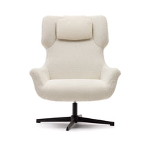 Load image into Gallery viewer, Zalina swivel armchair in white bouclé and steel with black finish FSC 100% - image 7